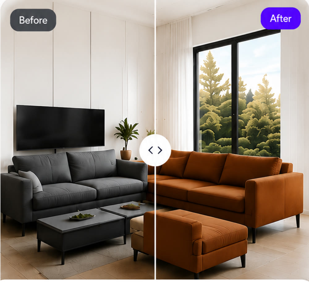 Before and after interior redesign by Heimly